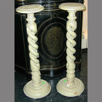 Lot 328 - Pair of Painted Barley-Twist Pedestals