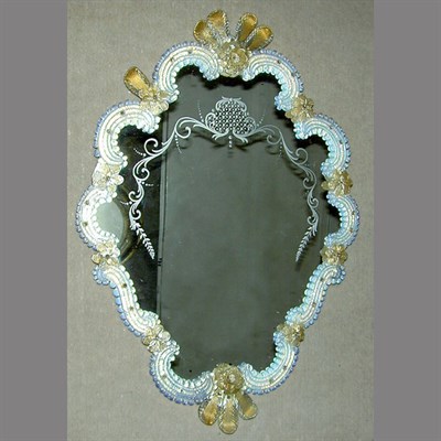 Lot 178 - Venetian Style Gilt and Opalescent Glass Mirror