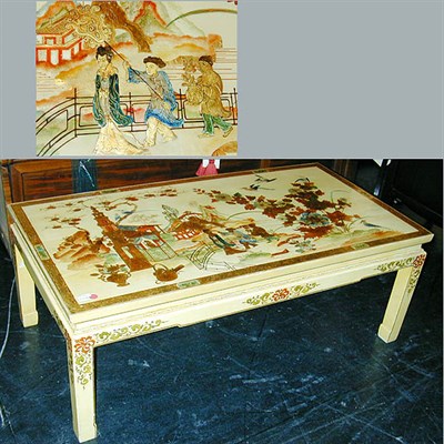 Lot 158 - Chinese Lacquered Low Table with Landscape...