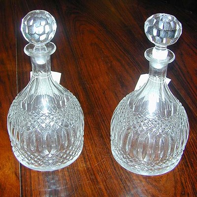 Lot 422 - Pair of Colorless Cut Glass Decanters