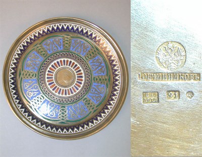 Lot 320 - Russian Cloisonne and Silver Salver With...