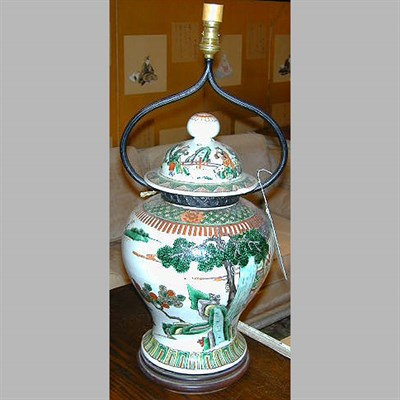 Lot 106 - Chinese Famille Verte Baluster Jar and Cover...