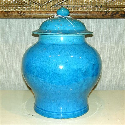 Lot 249 - Chinese Blue Glazed and Scraffiuato Decorated...