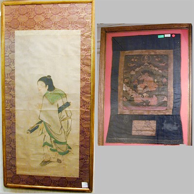 Lot 104 - Framed Tibetan Thanka of Milarepa and a...