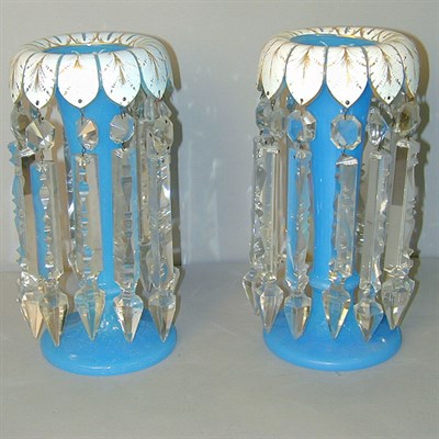 Lot 512 - Pair of Opaline Glass Lustres