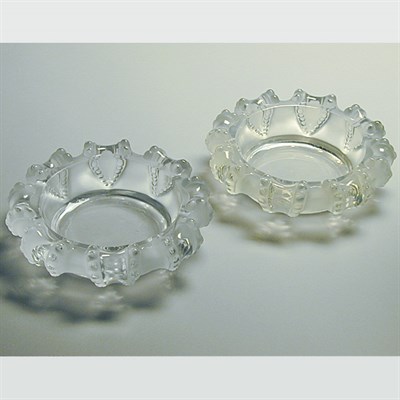 Lot 208 - Pair of Cristal Lalique Molded Glass Cannes...