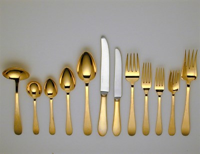 Lot 326 - Tiffany & Co. Sterling Silver-Gilt Flatware...