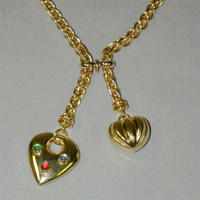 Lot 188 - Gold Chain and Heart Pendants 18 kt. yellow...