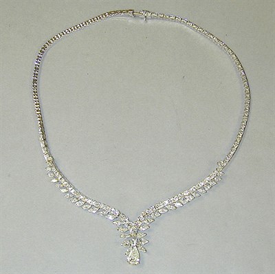 Lot 323 - Diamond Necklace Platinum, the semi-rigid band...