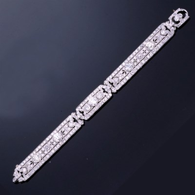 Lot 403 - Diamond Bracelet Platinum, composed of three...