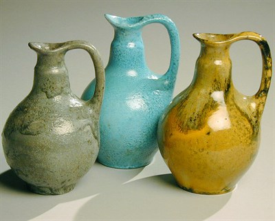 Lot 190 - Group of Three Pottery Pitchers Lea Halpern In...
