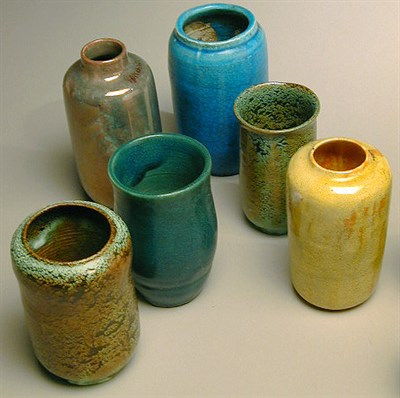 Lot 198 - Group of Six Pottery Vases Lea Halpern With...