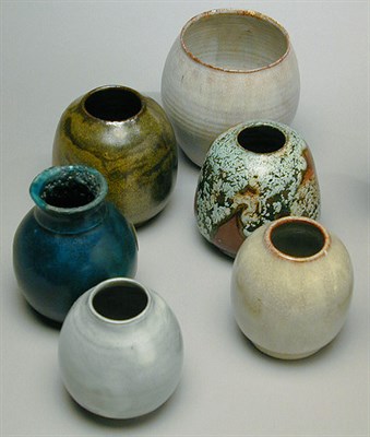 Lot 199 - Group of Six Pottery Vases Lea Halpern With...