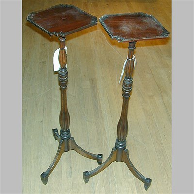 Lot 378 - Pair of Georgian Style Mahogany Candlestands
