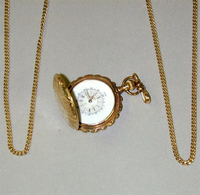 Lot 148 - Lapel Watch and Chain 14 kt. yellow gold, the...