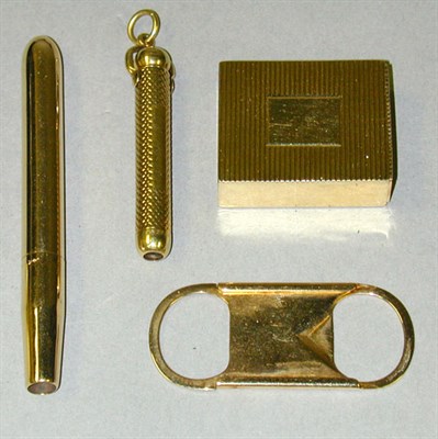 Lot 205 - Four Gold Gentleman's Items 14 kt. yellow gold,...