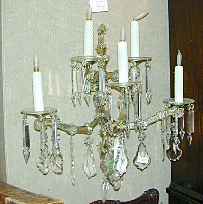 Lot 442 - Pair of Rococo Style Colorless Glass...