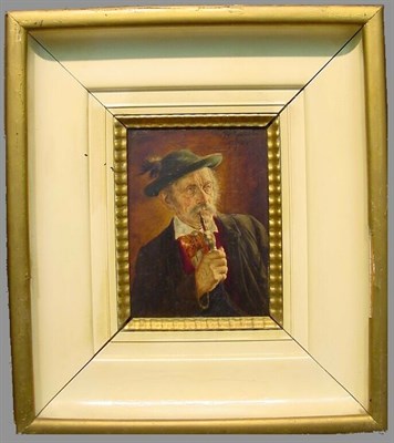 Lot 63 - Georg Roessler 1861-1925 MAN SMOKING PIPE...