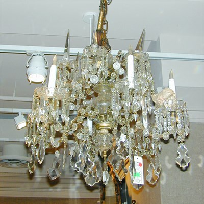 Lot 420 - Louis XV Style Wrought Metal and Cut Glass Six-...