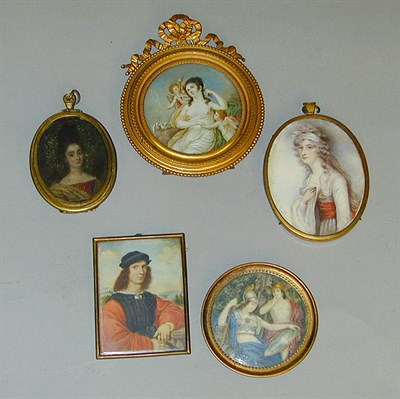 Lot 395 - Group of Five Miniature Portraits