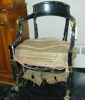 Lot 173 - Empire Style Painted and Parcel Gilt Armchair