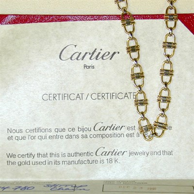 Lot 198 - Two-Tone Gold Link Necklace 18 kt. yellow and...