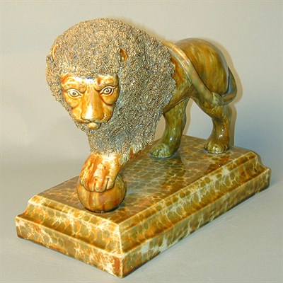 Lot 249A - Bennington Glazed Pottery Lion The standing...