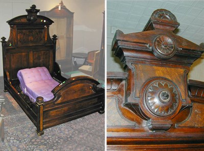 Lot 592 - Victorian Walnut and Rosewood Double Bed The...
