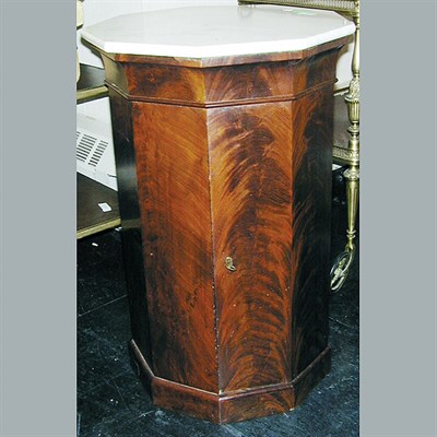 Lot 128 - American Empire Style Marble Top Mahogany Pot...