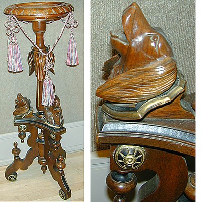Lot 28 - Victorian Gilt-Incised Walnut Stand The inset...