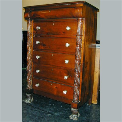 Lot 242 - American Empire Style Mahogany Tall Chest of...