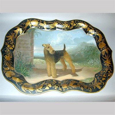 Lot 33 - Tole Painted Tray Depicting an Airedale....