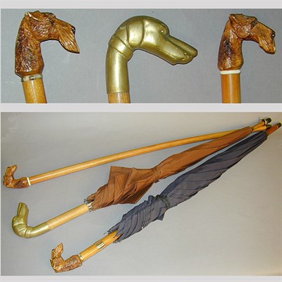Lot 40 - Two Umbrellas together with one walking cane...