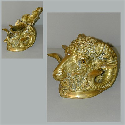 Lot 452 - Empire Style Gilt-Brass Ram's Head Form Standish