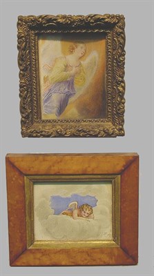 Lot 17 - Continental School CUPID WITH ARROW and ANGEL:...
