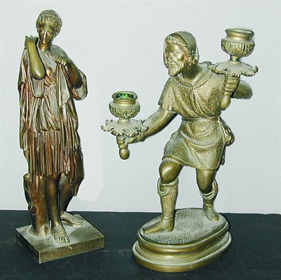 Lot 478 - Bronze Figural Two-Light Candelabrum and a...