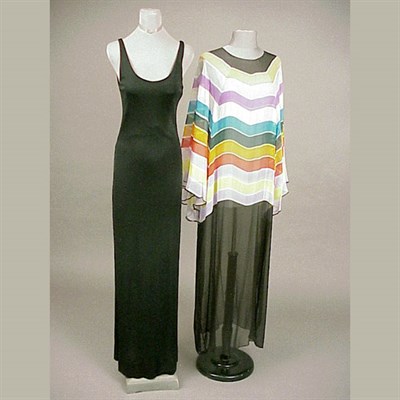 Lot 682 - Halston Rainbow Stripe Caftan Ensemble...