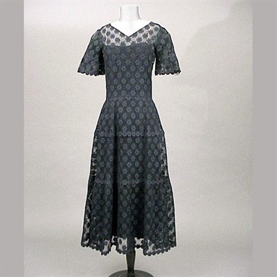 Lot 673 - Chanel Navy Lace Dress French, circa 1970 Of...