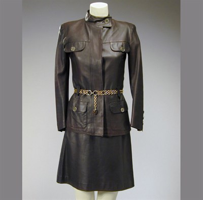 Lot 636 - Yves Saint Laurent Brown Leather Ensemble...
