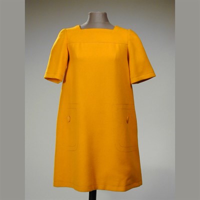 Lot 593 - Jean Patou Mustard Yellow Trapeze Dress French,...