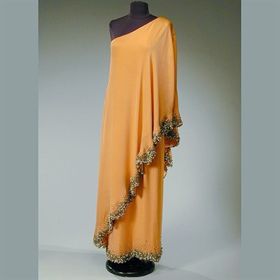 Lot 631 - Valentino Peach Satin Toga Evening Gown...