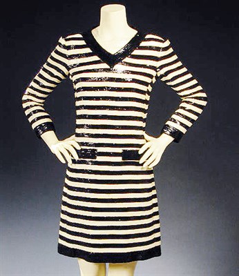Lot 628 - Yves Saint Laurent Sequin Striped Sailor Dress...