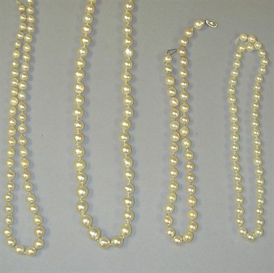 Lot 77 - Four Assorted Cultured Pearl Necklaces...