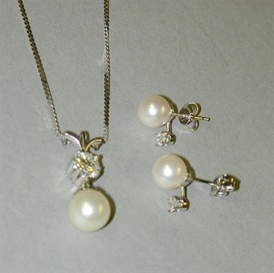 Lot 339 - Suite of Cultured Pearl and Diamond Jewelry...