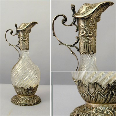 Lot 351 - Continental Silver Mounted Glass Ewer With...