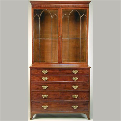 Lot 334 - George III Mahogany Secretary Bookcase Late...