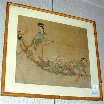 Lot 99 - Framed Chinese Painting on Silk of a Female...