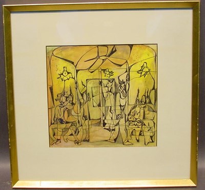 Lot 23A - UNKNOWN 20th Century INTERIOR WITH FIGURES...