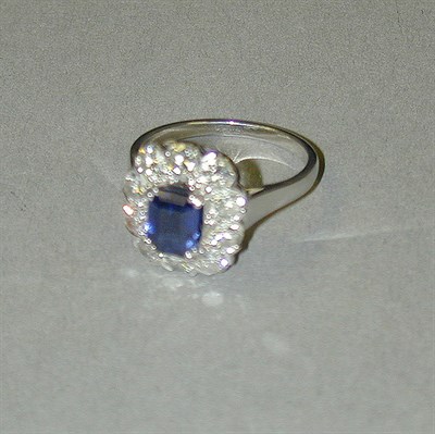 Lot 321 - Tanzanite and Diamond Cluster Ring Platinum,...