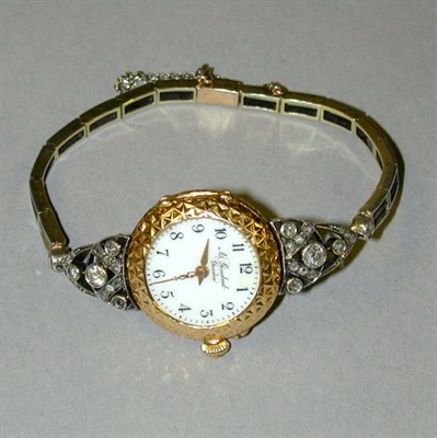 Lot 128 - Lady's Gold and Diamond Wristwatch 18 kt....